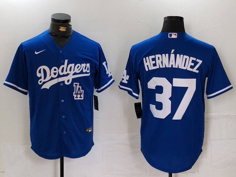 Men Los Angeles Dodgers #37 Hernandez Blue Nike Game 2024 MLB Jersey style 7244